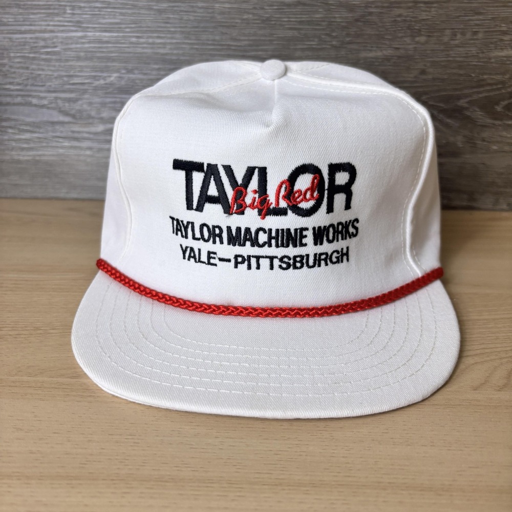 Vintage Taylor Machine Works Hat Cap Strap Back White Yale Pittsburgh